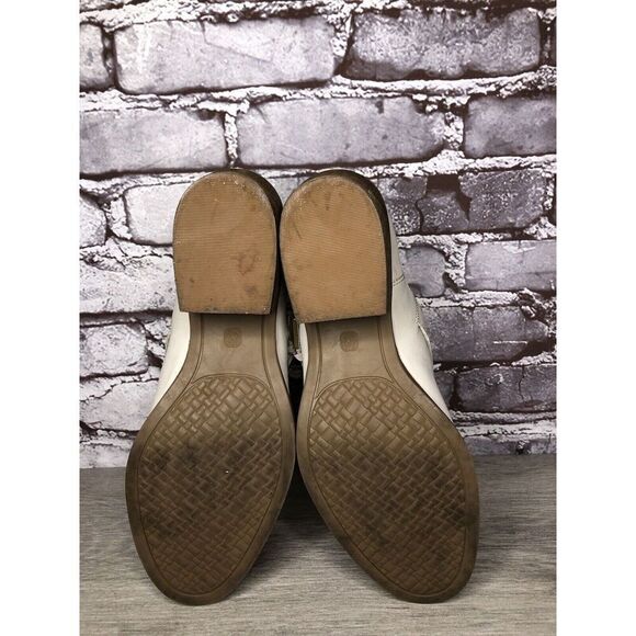 Elliot Lucca Ivory Leather Anthropologie Gold Buckle Heel Booties Women 7M US/38 - Picture 11 of 16